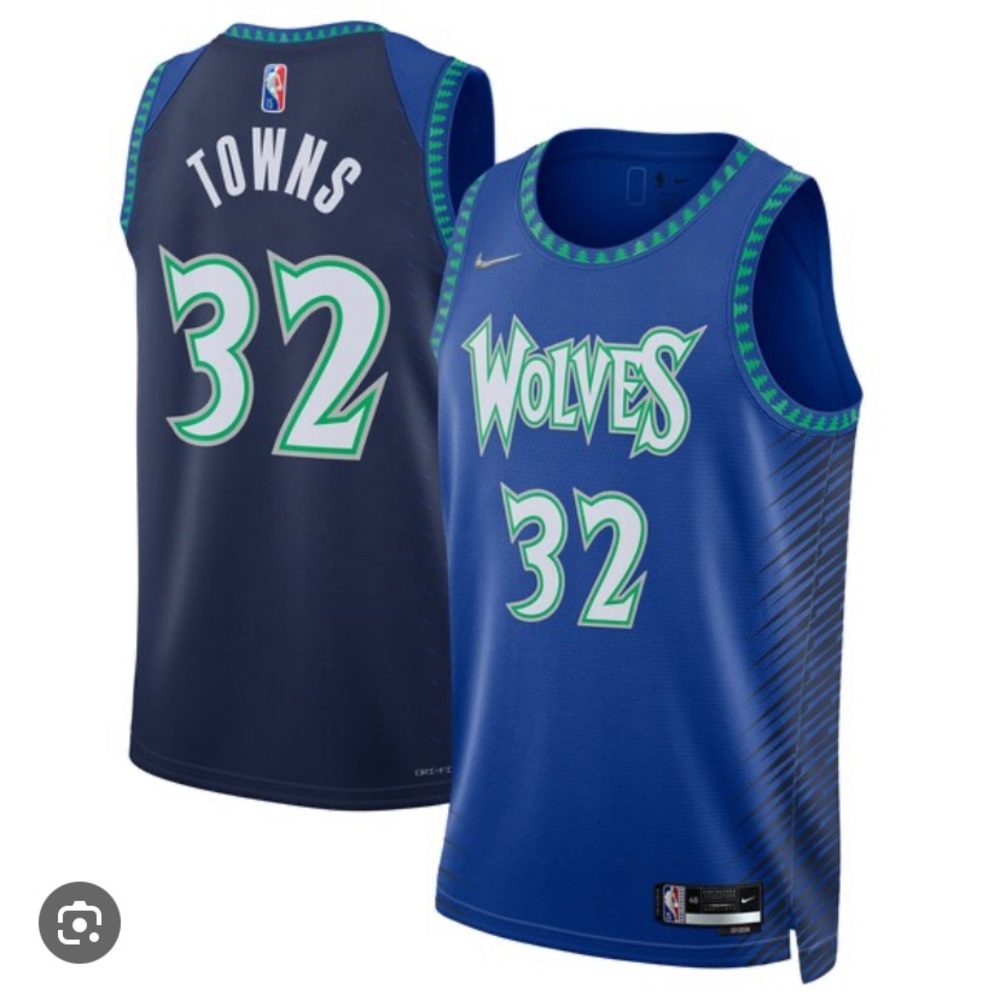 BNWT Minnesota Timberwolves Karl Anthony Towns City Jersey Large